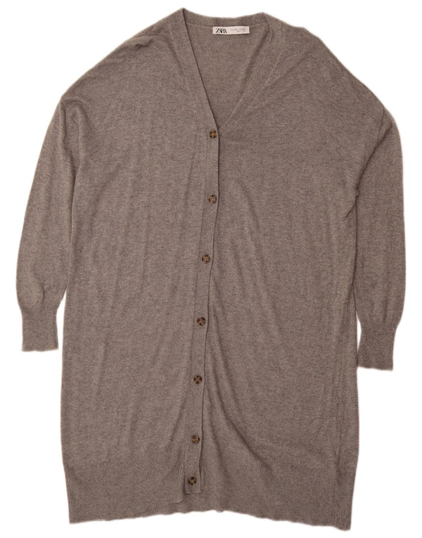 Zara Cardigan long surdimensionné pour femme UK 14 Gris moyen moucheté