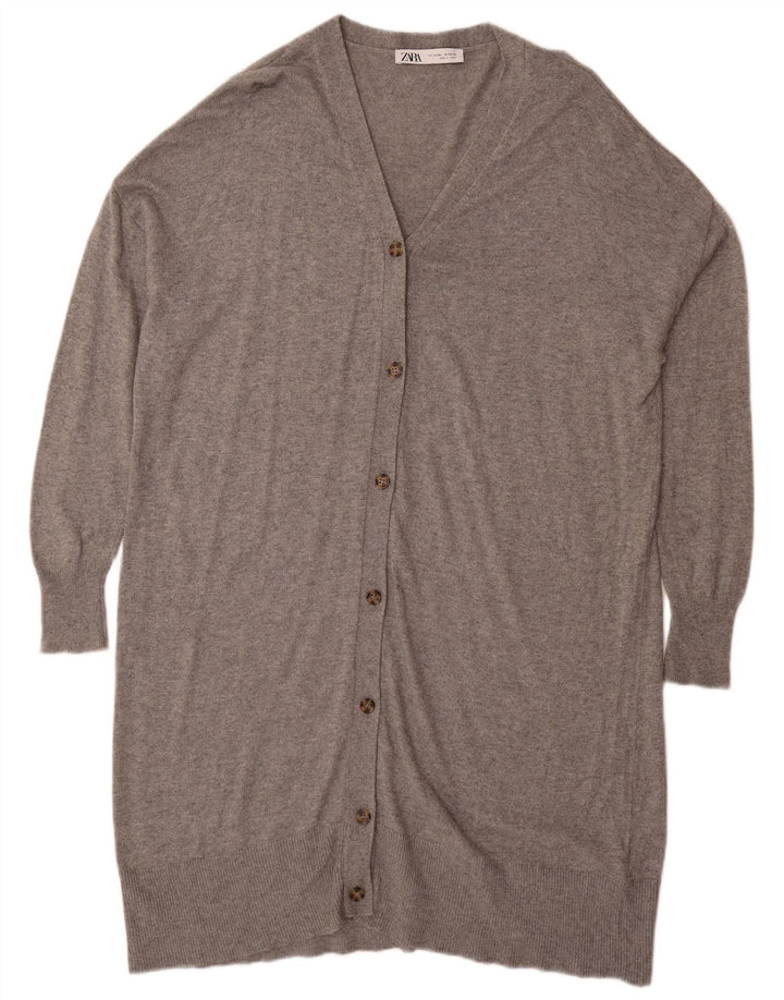 Zara Cardigan long surdimensionné pour femme UK 14 Gris moyen moucheté