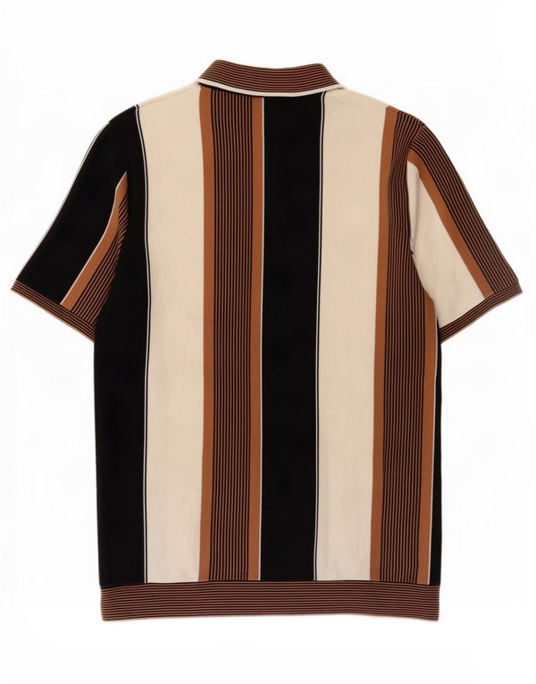 Reiss Polo Col Zippé Homme Coton Rayé Multicolore Moyen