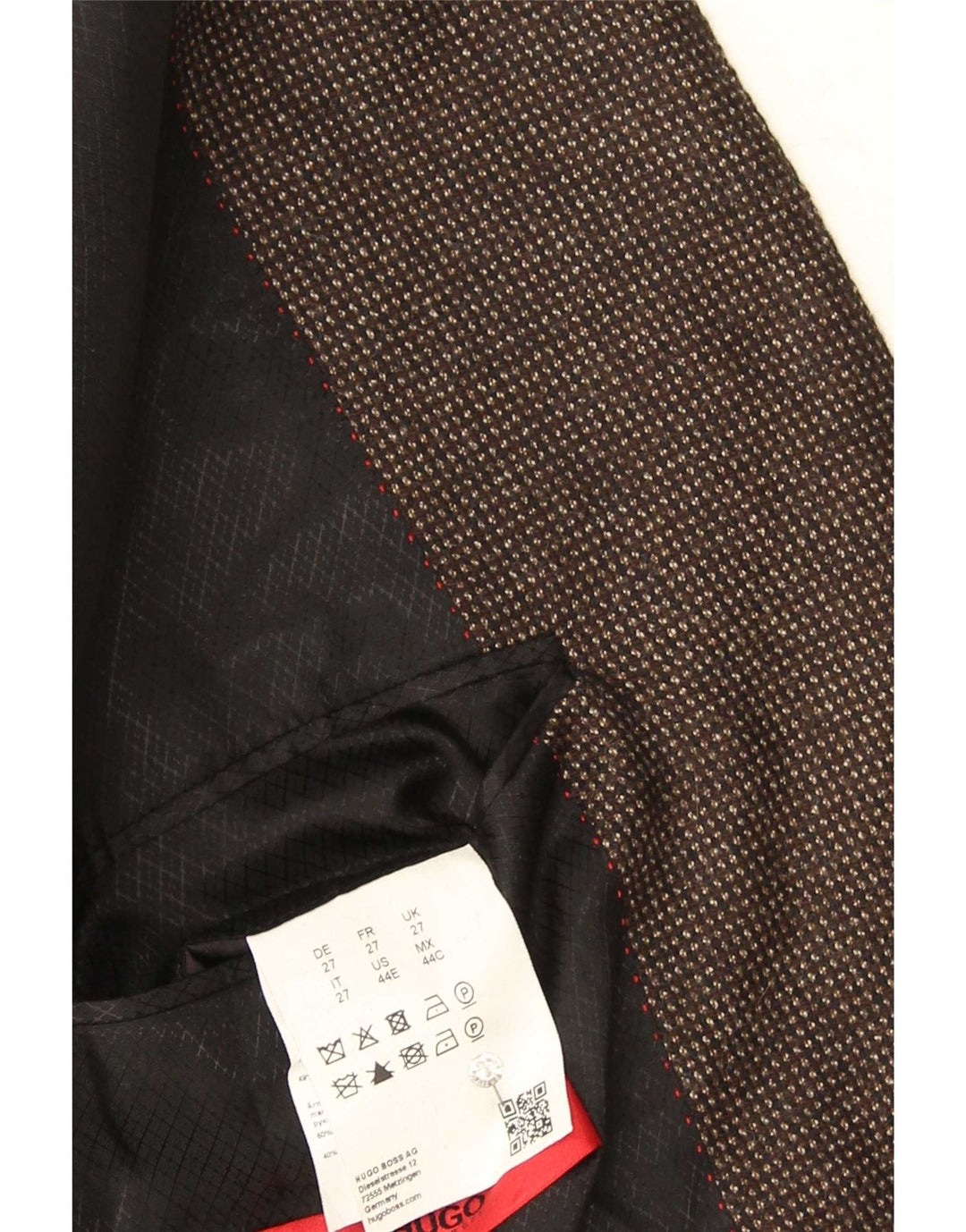 Hugo Boss Veste blazer à 2 boutons pour homme US 44 2XL Laine à pois marron
