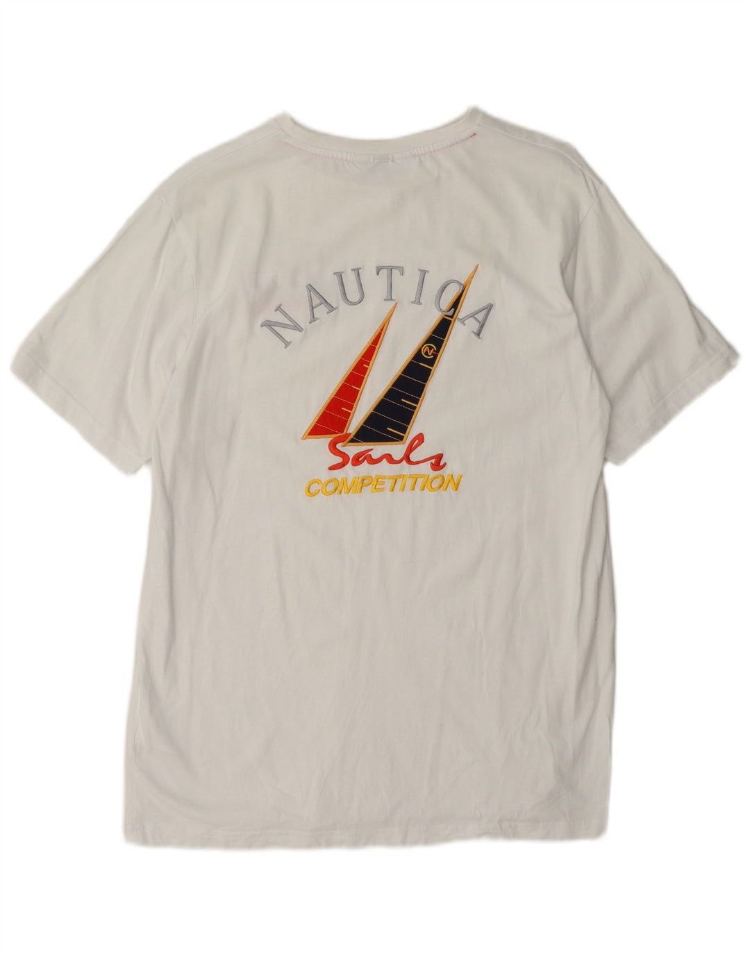 Nautica Mens Graphic T-Shirt Top Large White Cotton