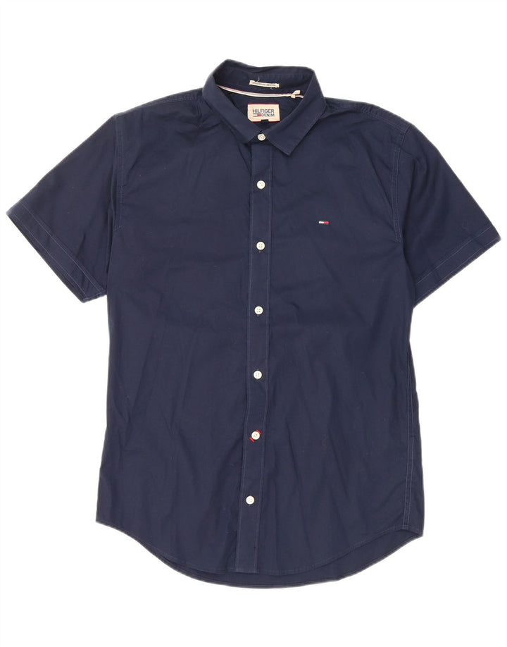 Tommy Hilfiger Chemise à Manches Courtes Homme Bleu Marine Moyen Coton