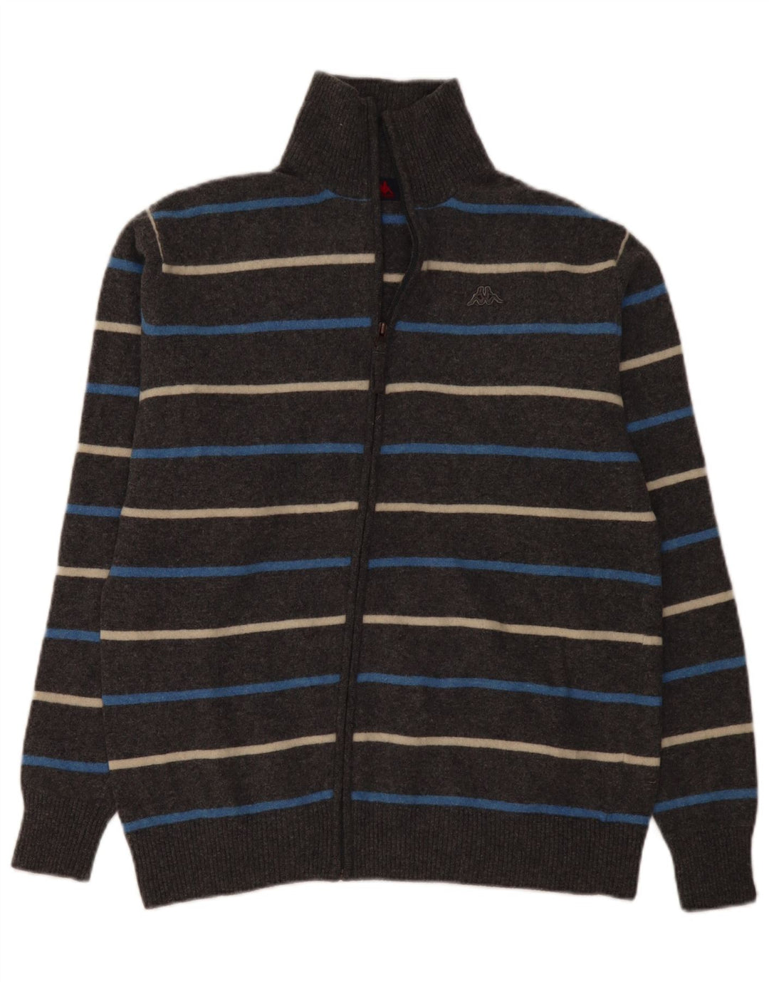 Kappa Cardigan Homme Pull 2XL Gris Rayé Laine