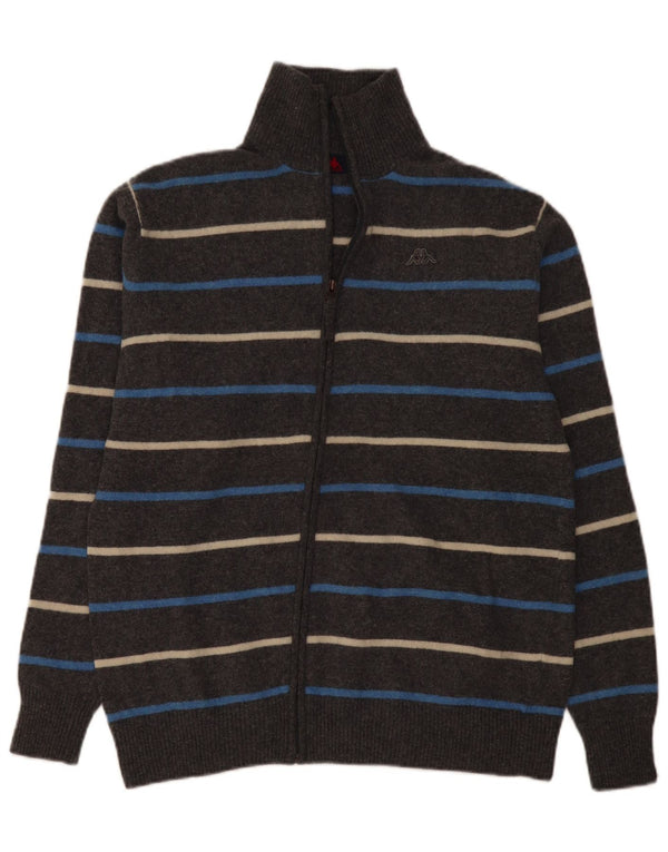 Kappa Cardigan Homme Pull 2XL Gris Rayé Laine