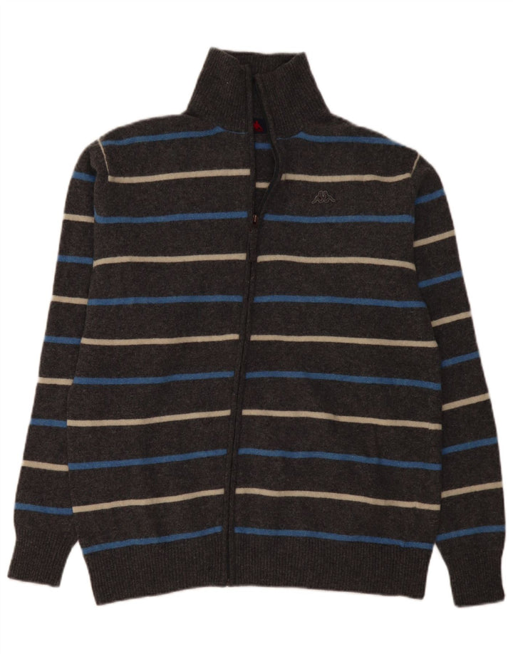 Kappa Cardigan Homme Pull 2XL Gris Rayé Laine