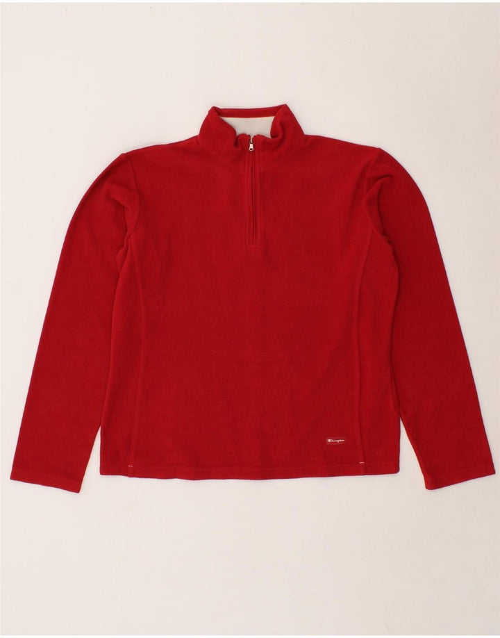 CHAMPION Womens Zip Neck Fleece Jumper UK 16 Large Red Polyester Vintage Champion and Second-Hand Champion from Messina Hembry 