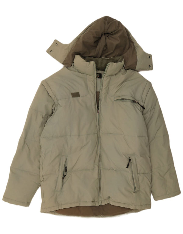 Fila Veste matelassée à capuche pour homme UK 44 2XL Vert Colorblock Polyamide