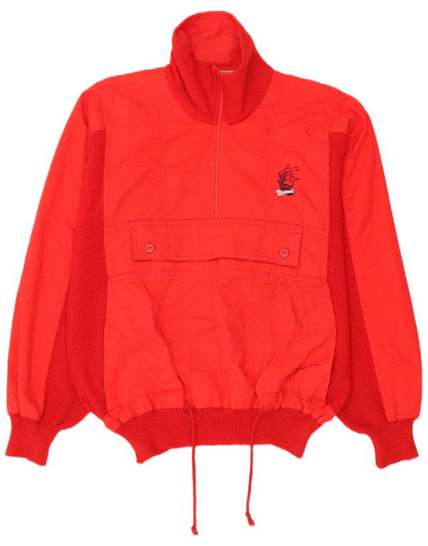 Rodrigo Homme Anorak Col Zip Pull Pull IT 50 Rouge Moyen Laine Vierge