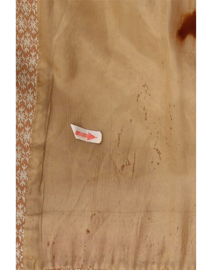 vintage Womens Overcoat UK 10 Petit Beige Géométrique