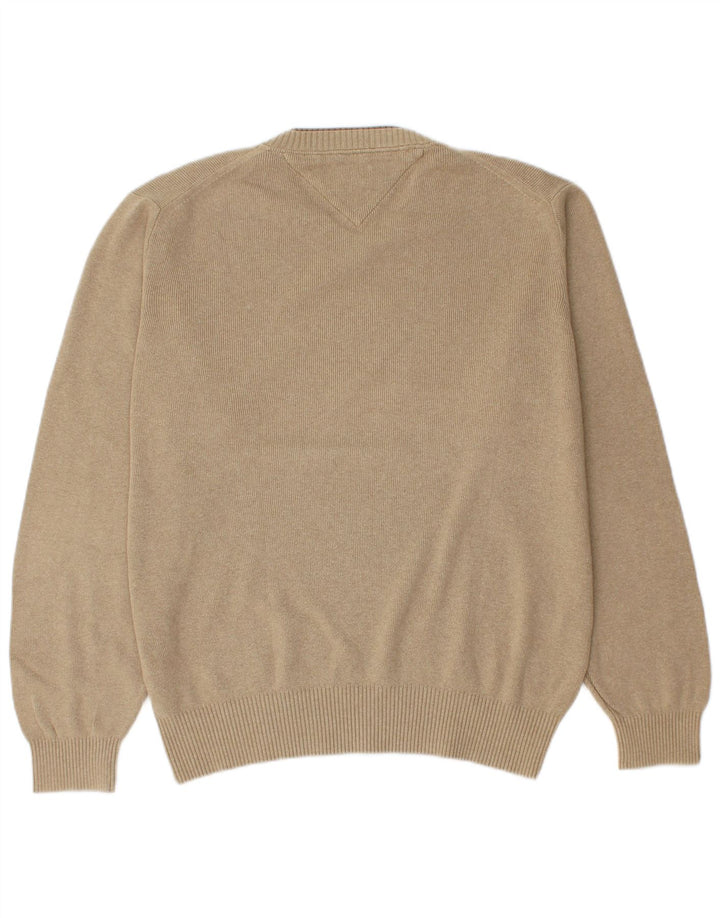 Tommy Hilfiger Pull Col V Homme Beige Moyen Coton