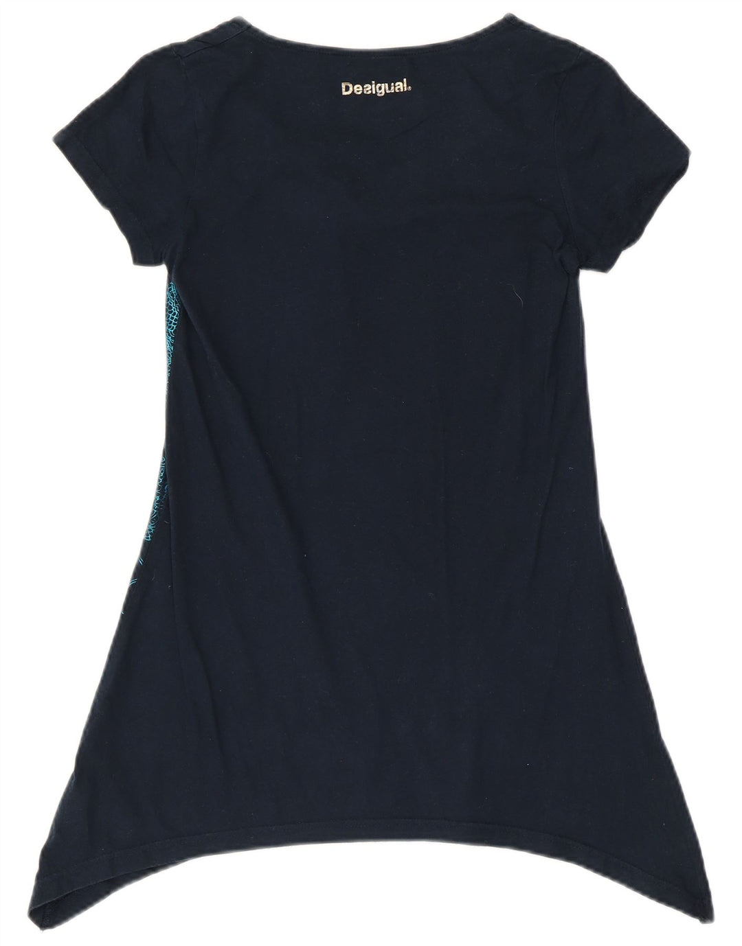 DESIGUAL Haut Tunique Asymétrique Graphique Fille 13-14 ans Bleu Marine Floral