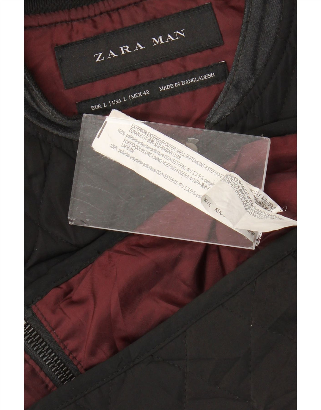 Zara Gilet matelassé pour homme UK 40 Large Noir Polyester