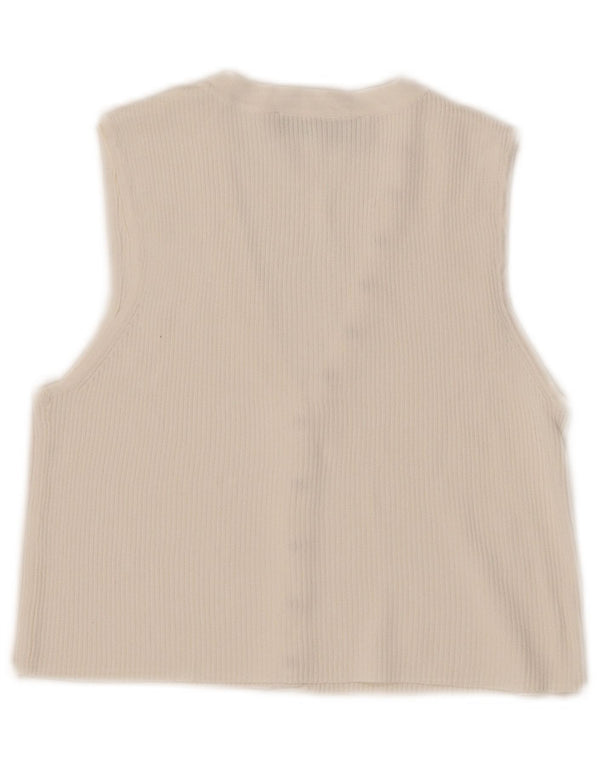 Zara Haut court sans manches pour femme UK 10 Petit Blanc