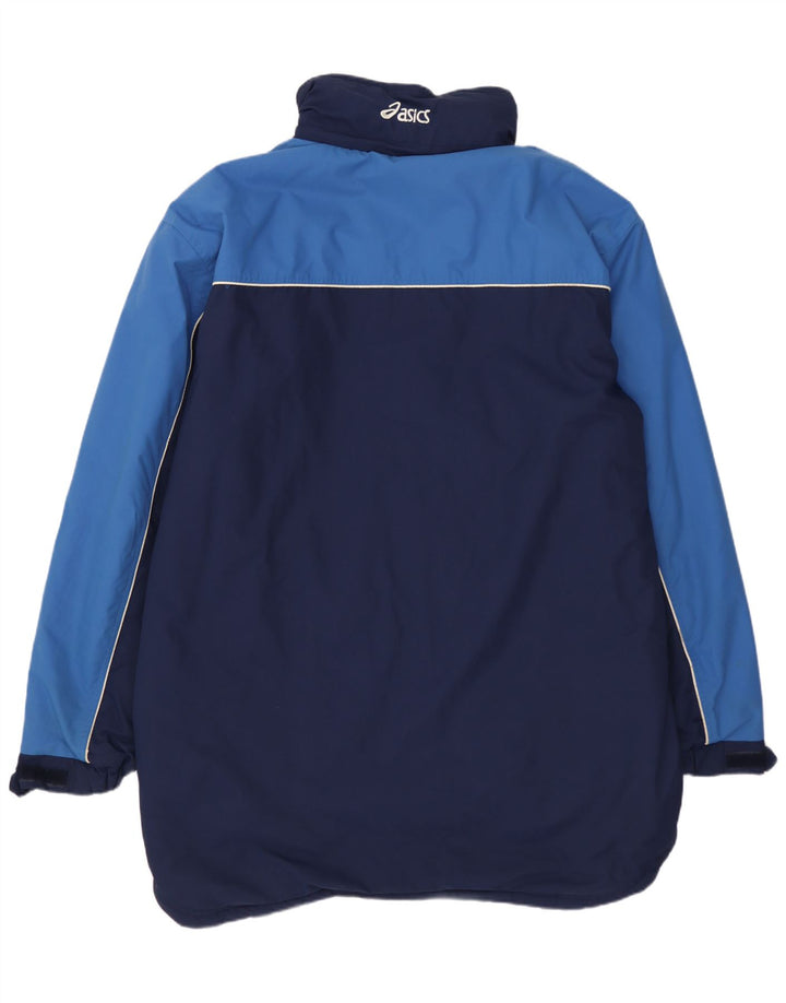 Asics Veste coupe-vent pour homme UK 40 Large Bleu marine Colorblock Nylon
