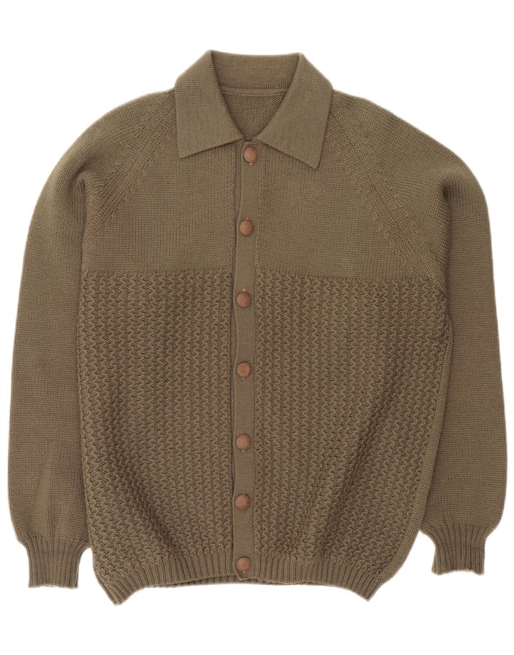 vintage Mens Cardigan Pull Grand Kaki