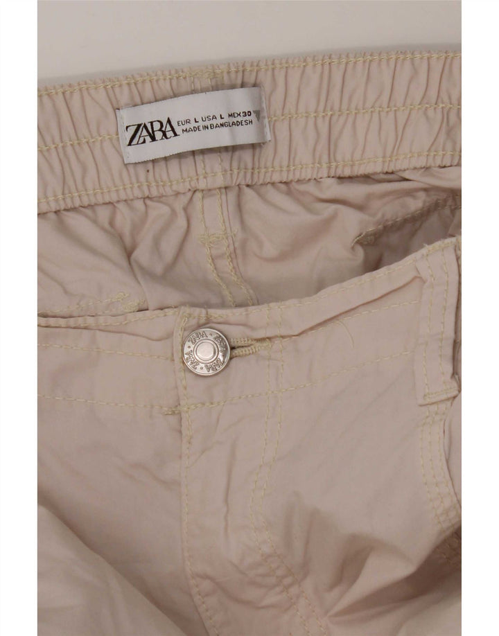 Zara Pantalon cargo large pour femme Large W30 L30 Gris