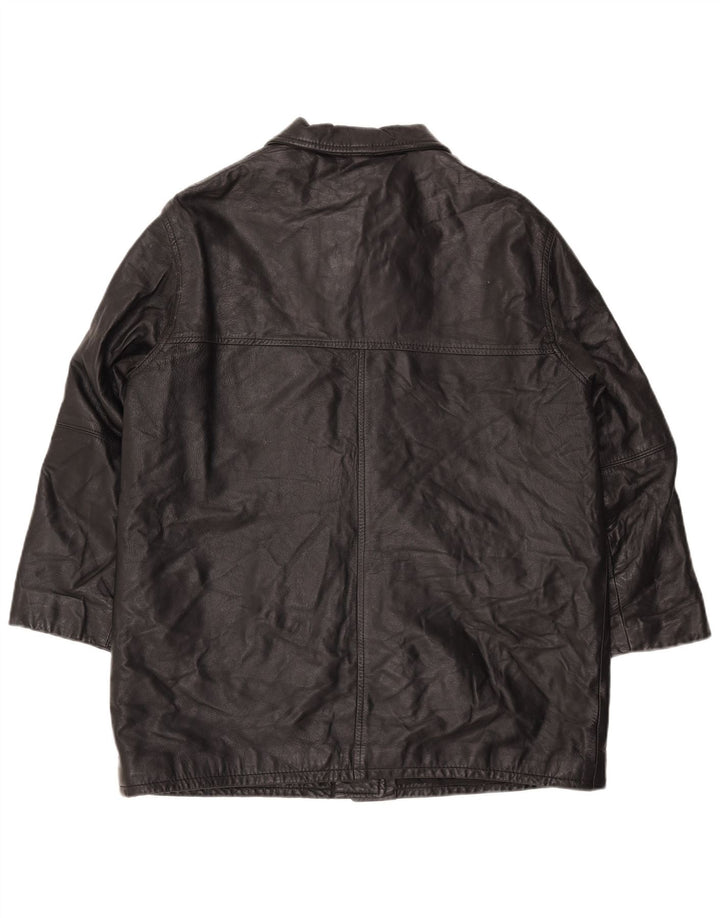 Veste en cuir surdimensionnée femme vintage EU 40 Cuir noir moyen