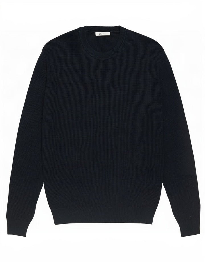 Zara Pull ras du cou pour homme en coton vert petit