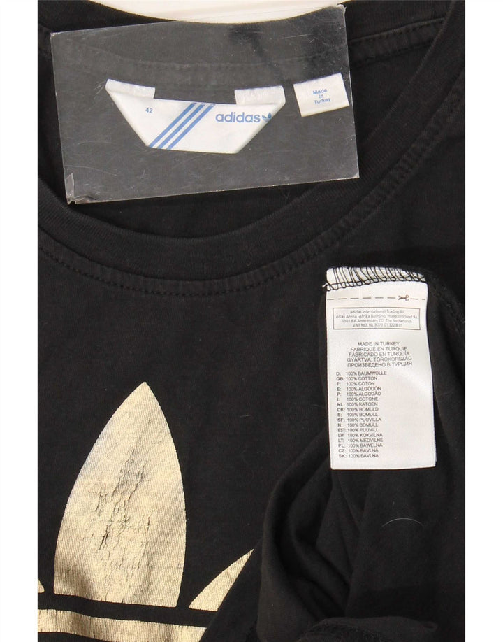 Adidas T-Shirt Graphique Femme Top IT 42 Coton Noir Moyen