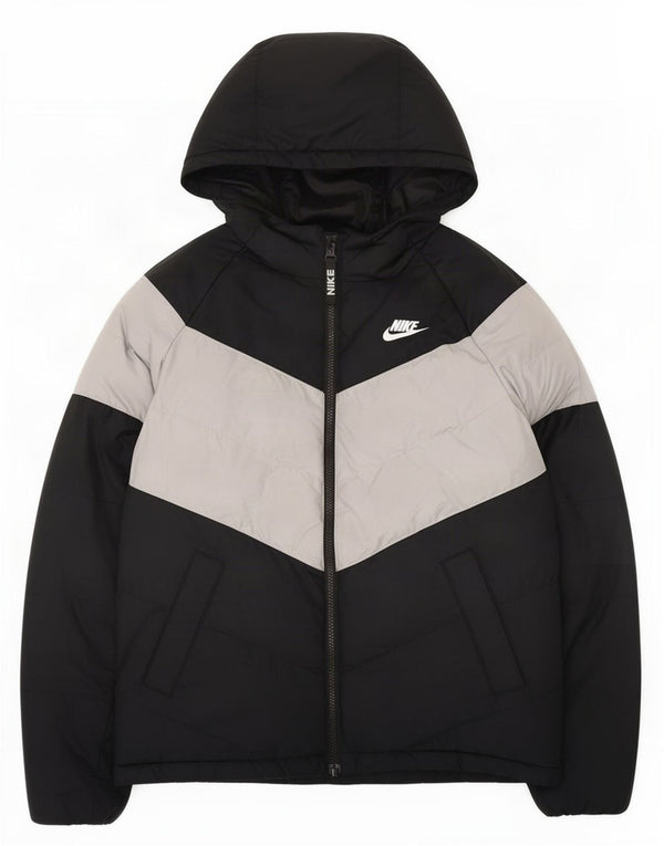 Nike Veste matelassée à capuche pour garçon 13-14 ans XL Noir Colorblock Polyester