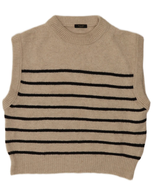 Massimo Dutti Débardeur court surdimensionné pour femme UK 10 Petit beige rayé
