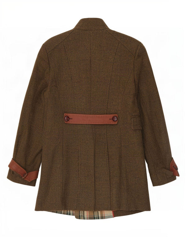 ST. Emile Manteau croisé pour femme UK 12 en coton à carreaux kaki moyen