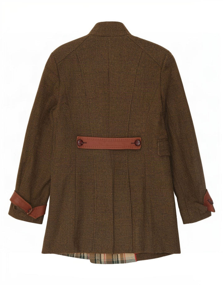 ST. Emile Manteau croisé pour femme UK 12 en coton à carreaux kaki moyen