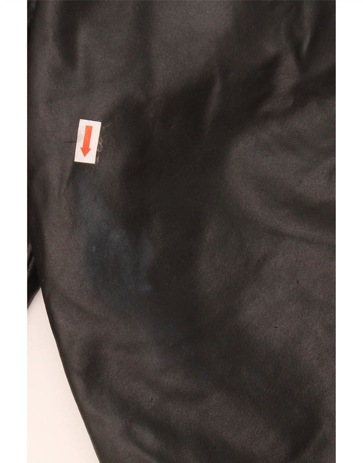 VINTAGE Mens Oversized Hooded Leather Jacket IT 46 Small Black Leather Vintage Vintage and Second-Hand Vintage from Messina Hembry 