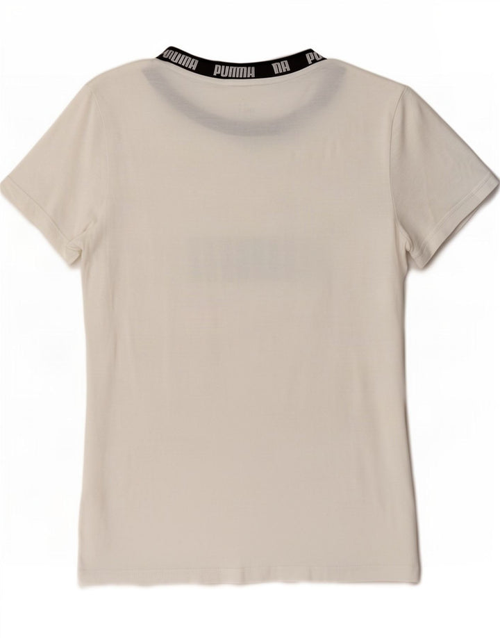 Puma T-shirt graphique régulier pour femme UK 14 Blanc moyen