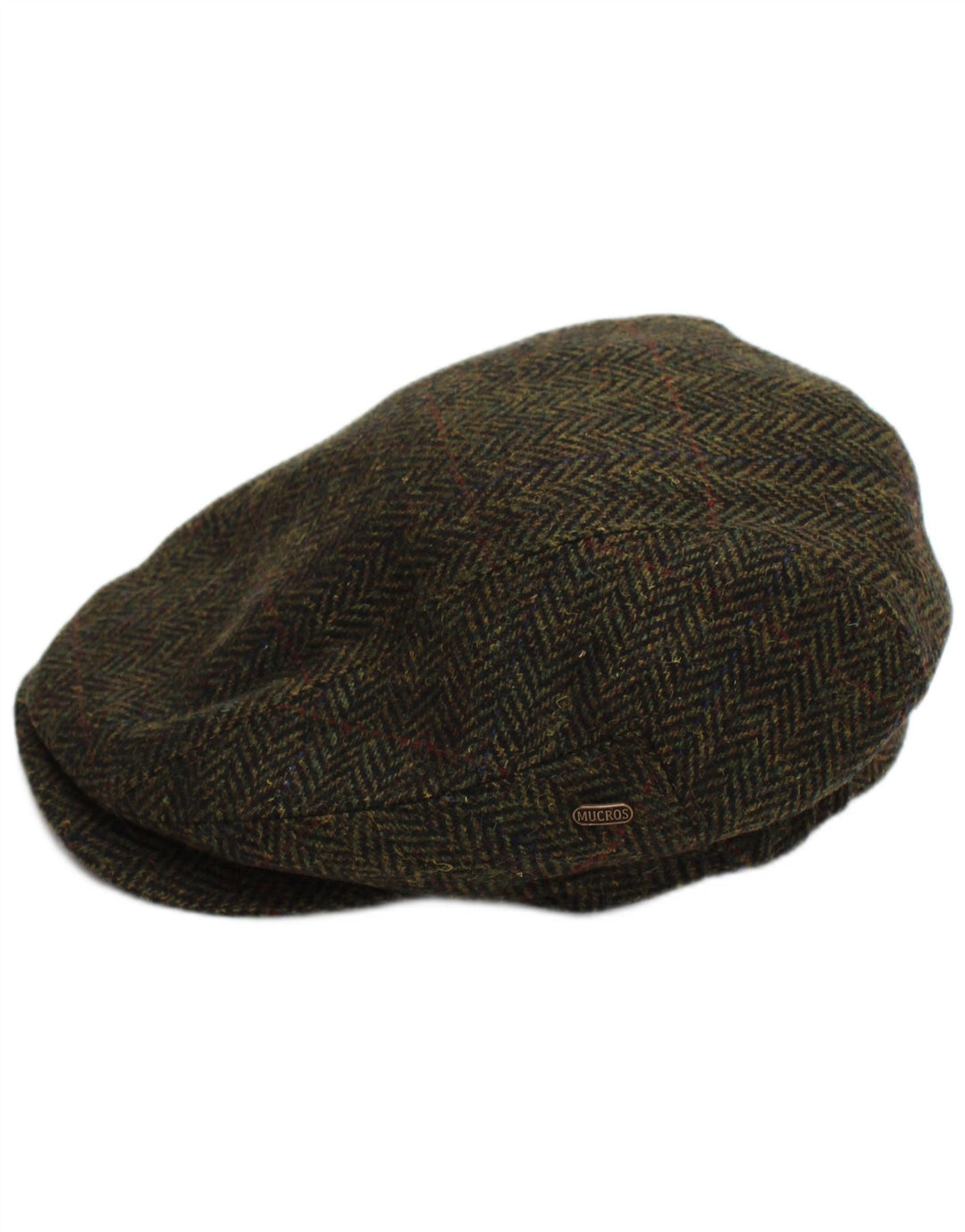 Mucros Weavers Casquette plate pour homme en laine à chevrons kaki moyen classique