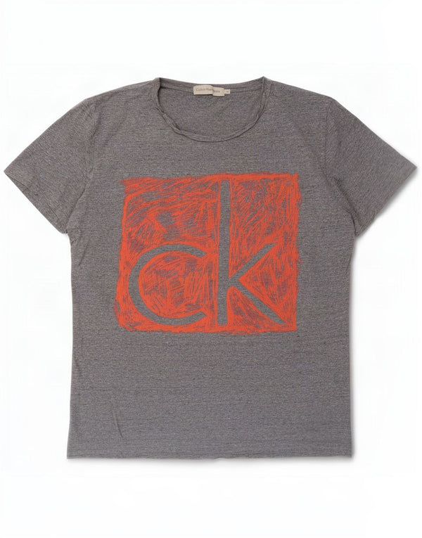 Calvin Klein Jeans T-Shirt Graphique Homme Gris Moyen Moucheté Coton
