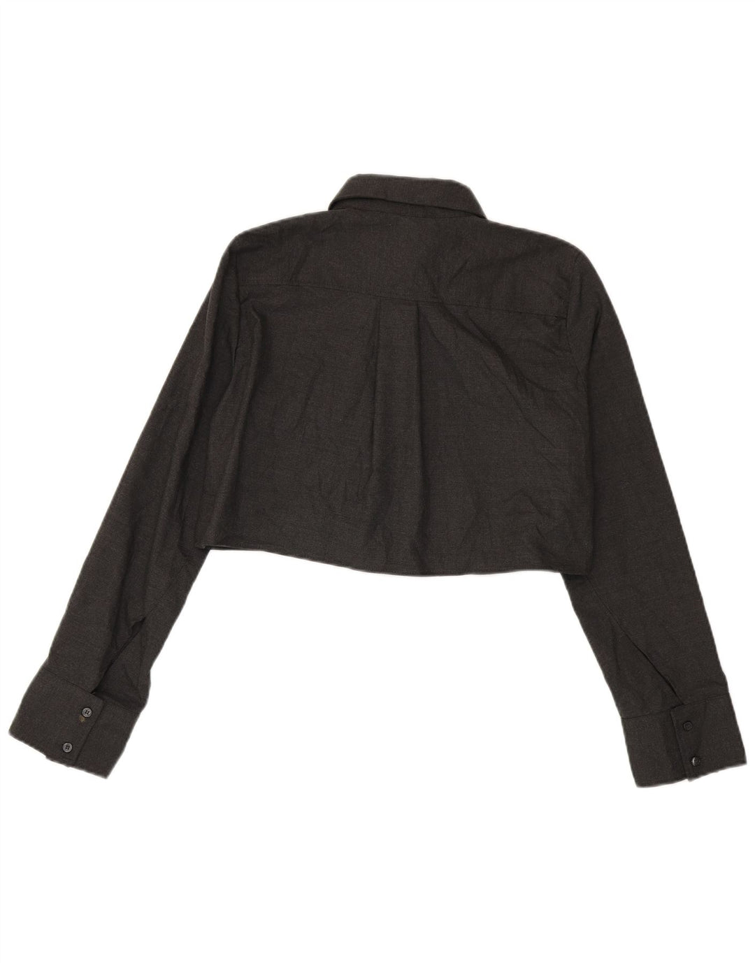 ZARA Womens Crop Shirt Blouse UK 14 Gris Moyen