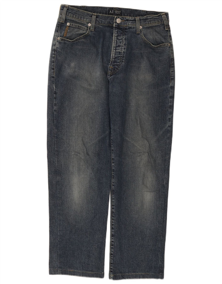 Armani Jean droit W32 L27 bleu marine en coton pour homme
