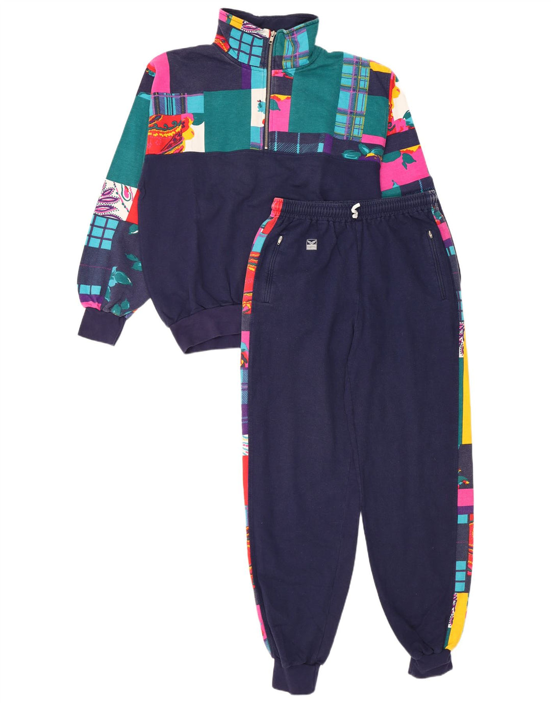 TRIGEMA Survêtement complet pour femme UK 14 Medium Bleu marine Patchwork Coton