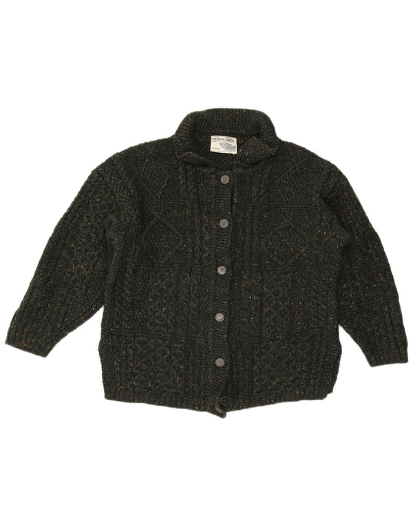 vintage Womens Cardigan Sweater UK 16 Grande laine mouchetée verte