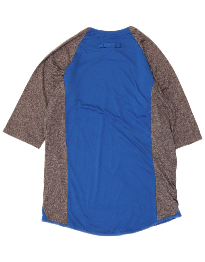 Majestic Haut Homme Manches 3/4 Bleu Moyen Colourblock