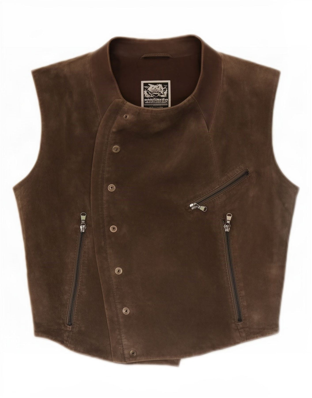 Diesel Gilet en daim pour femme UK 10 Petit cuir marron