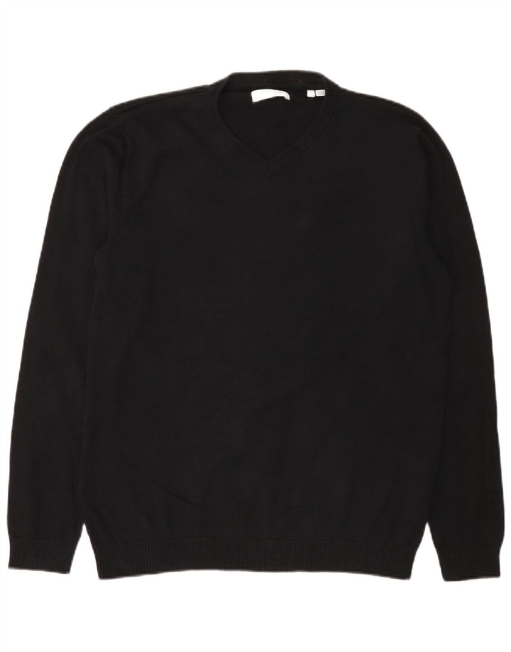 Jack & Jones Pull col V pour homme en coton noir Taille L
