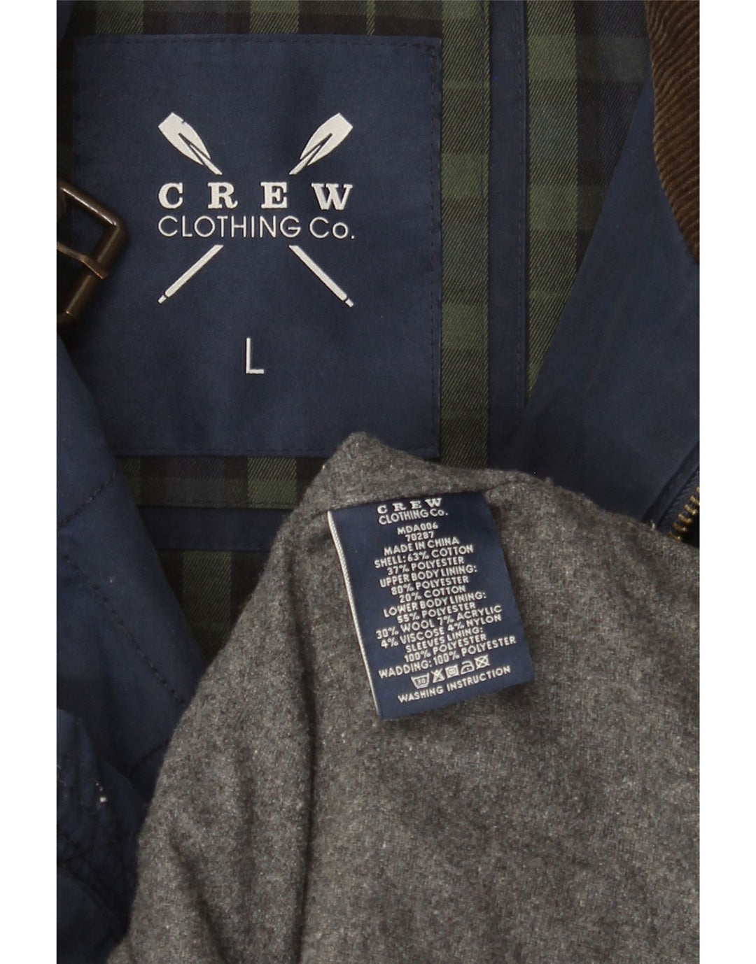Crew Clothing Veste matelassée pour homme UK 40 Large Bleu marine en coton