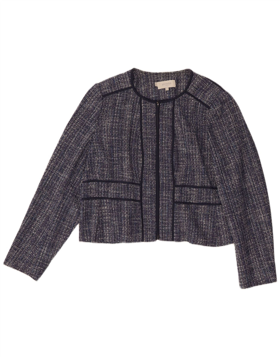 Hobbs Veste Blazer Courte Femme UK 18 XL Bleu Marine Moucheté