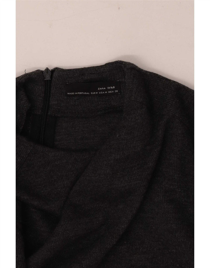 Zara Robe pull à manches longues pour femme UK 12 Gris moyen