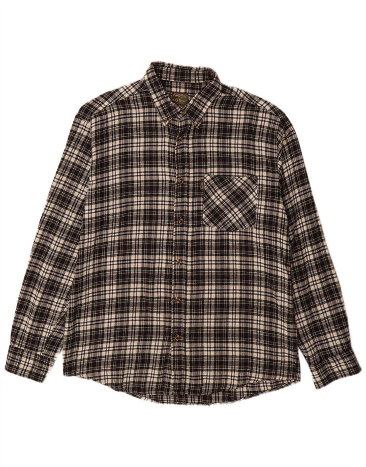 vintage Chemise en flanelle pour hommes Grand coton à carreaux noirs