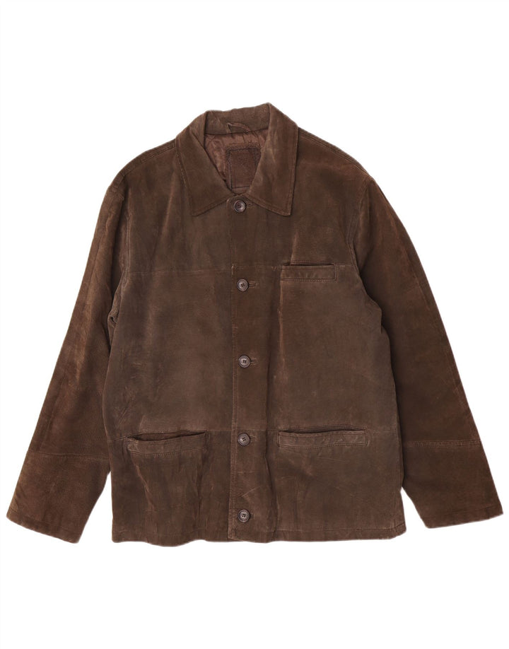 veste en daim homme vintage UK 40 grand cuir marron