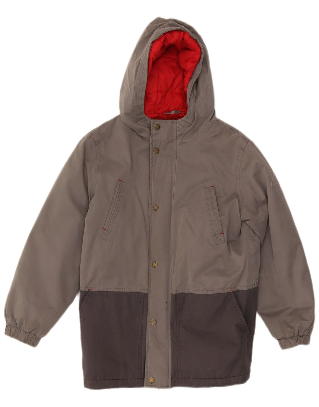 Fat Face Veste matelassée à capuche pour garçons 11-12 ans Gris Colorblock Polyester