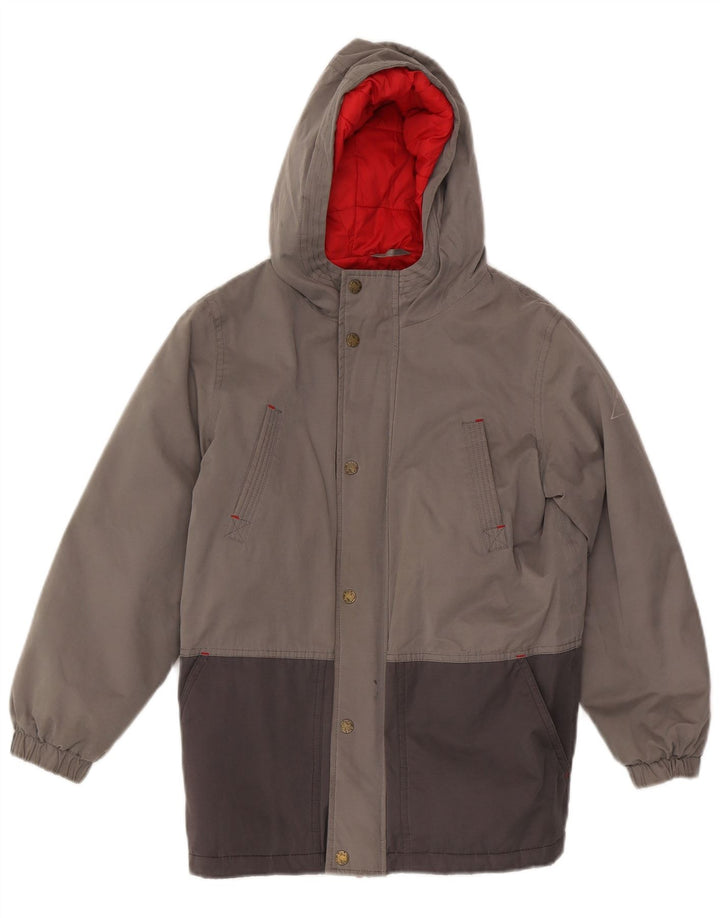 Fat Face Veste matelassée à capuche pour garçons 11-12 ans Gris Colorblock Polyester