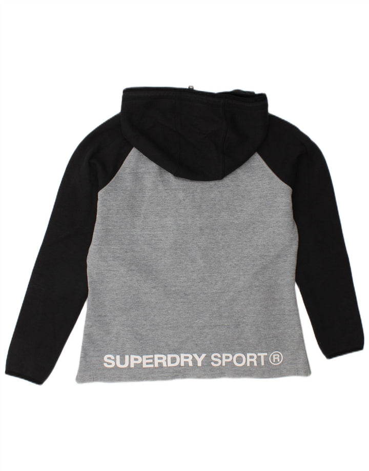 SUPERDRY Pull à capuche graphique pour femme UK 14 Gris moyen Colourblock