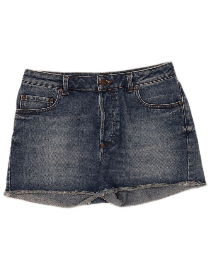 TOPSHOP Short en jean pour femme UK 12 Medium W30 Bleu Coton