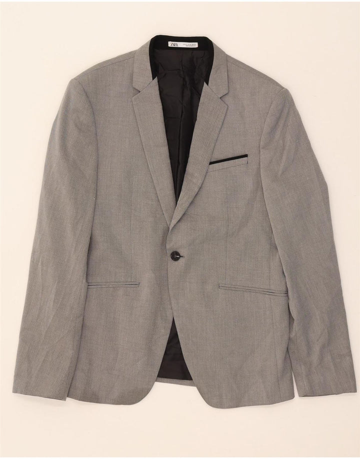Zara Veste Blazer 1 Bouton Homme EU 50 Gris Moyen