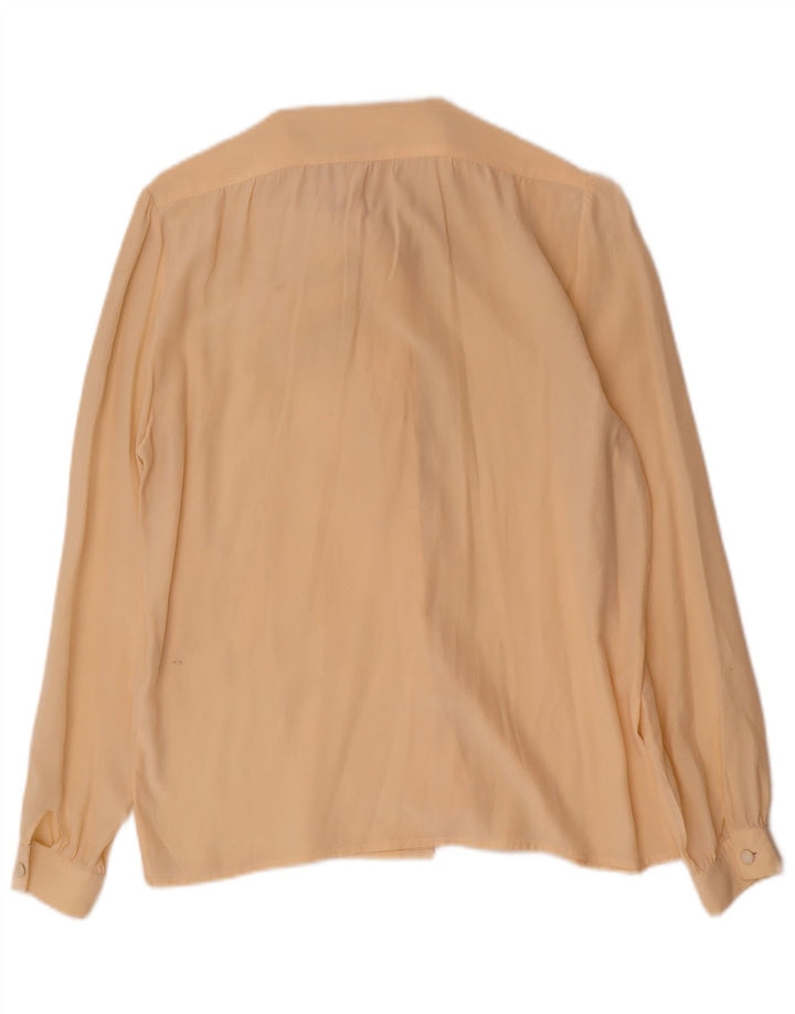 vintage Femme Front Tie Shirt Blouse IT 42 Soie Jaune Moyenne