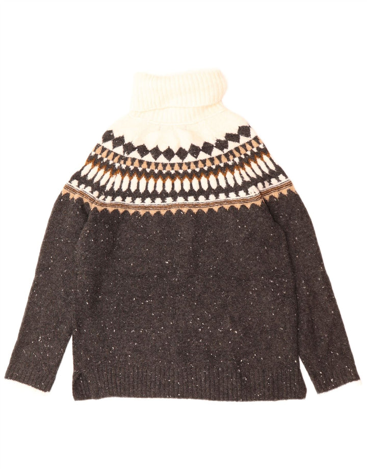 Marks & Spencer Pull col roulé pour femme UK 10 Petit Gris Fair Isle